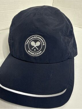 Wimbledon Navy Adjustable Performance Cap with White Lettering